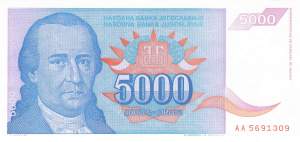 Jugoslawien p141 5000 Dinara 1994